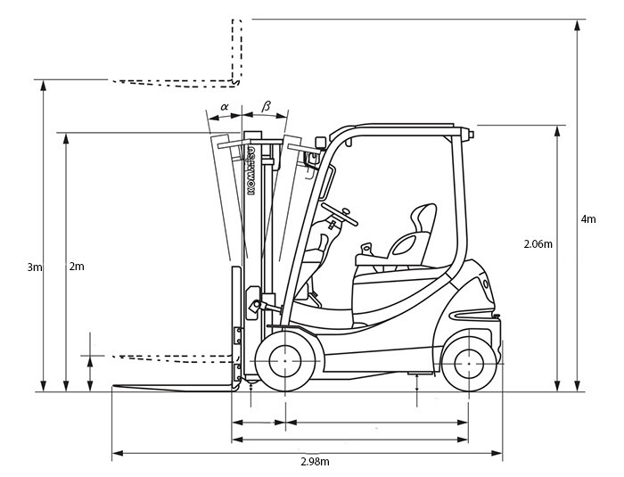 Bản vẽ cấu trúc xe nâng điện Komatsu 1.5T - 4M