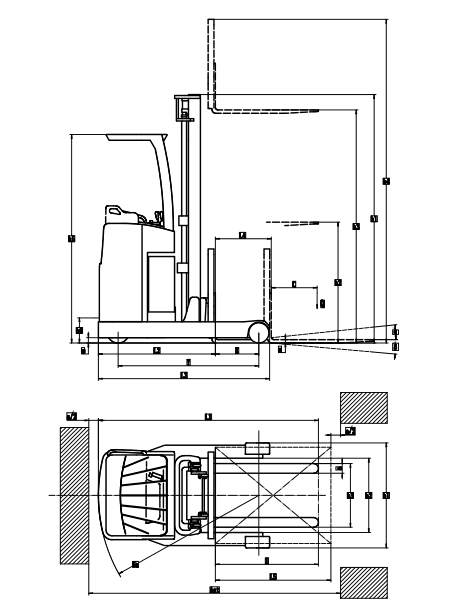 Bảng vẽ Xe nâng điện Reach Truck 1.5T ngồi lái 1 bên FRC15