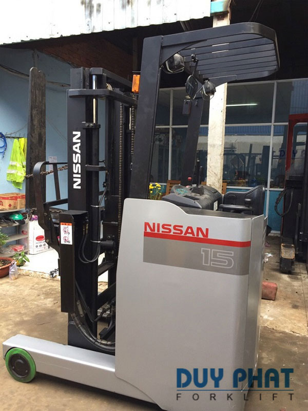 Top 10 mẫu xe nâng điện cũ đứng lái bền bỉ, giá tốt 7 Xe nâng điện cũ đứng lái 1.5 tấn Nissan, nâng cao 4 mét