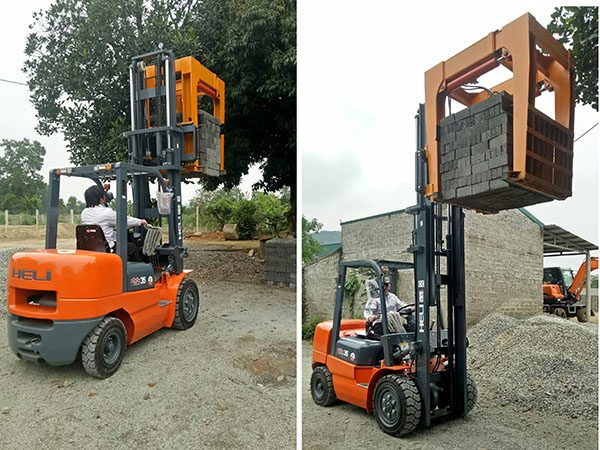 Xe nâng gạch chắc chắn, giúp quá trình di chuyển gạch diễn ra nhanh chóng